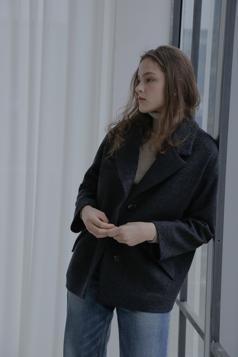 Round Over-Sized Jacket_Charcoal