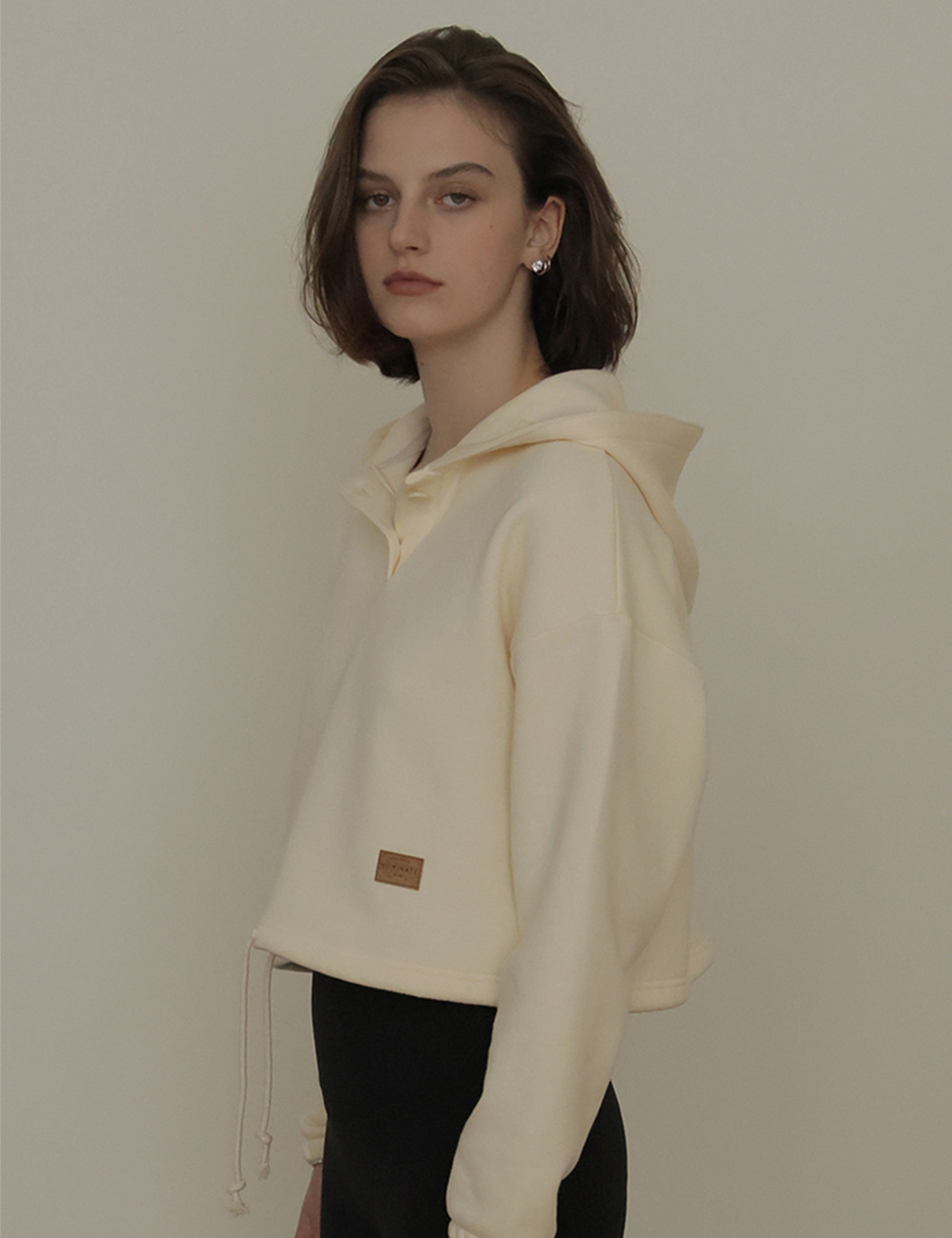 NY Cropped Hoodie (Cream)