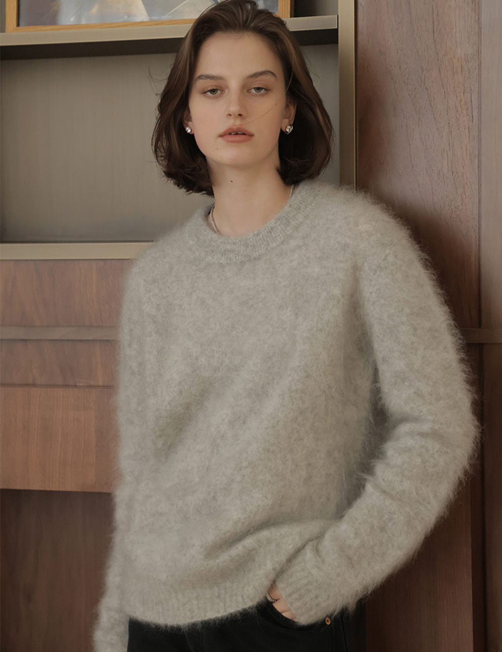 Kelly Mohair Fluffy Knit (Silver)
