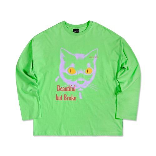 The Cat Face Long Sleeve T-Shirt - GREEN