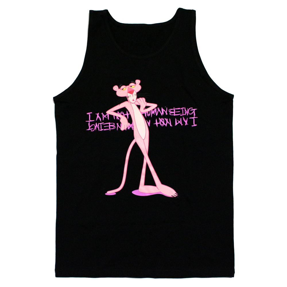 [PPXHB] Pink Panther Leaning Against Our Logo Tank Top - Black