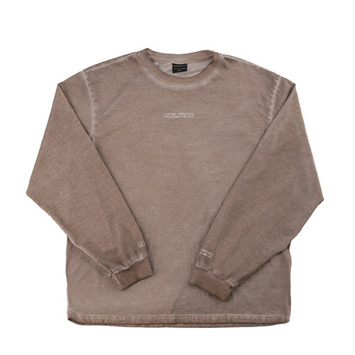Washed Long Sleeve Crew-Neck Tee ( HAND MADE) - BEIGE