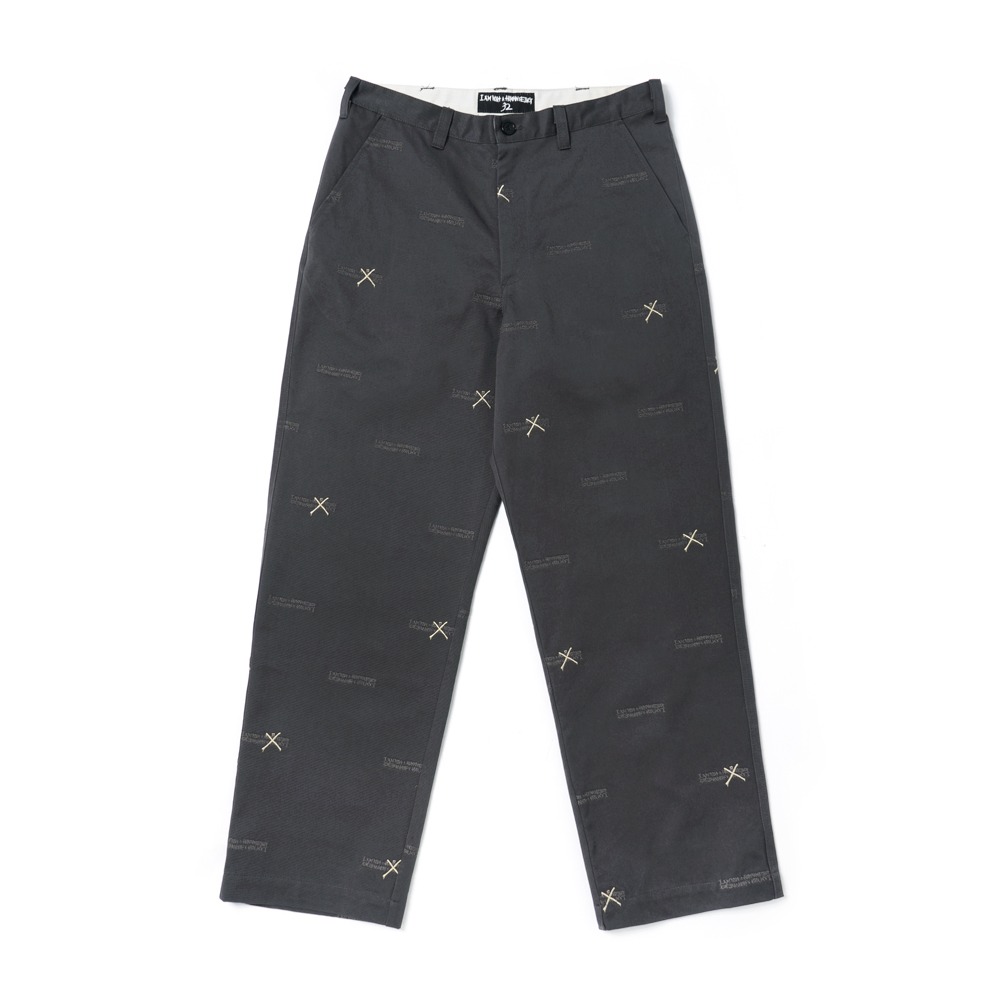 LOGO ALLOVER WORK PANTS - CHARCOAL
