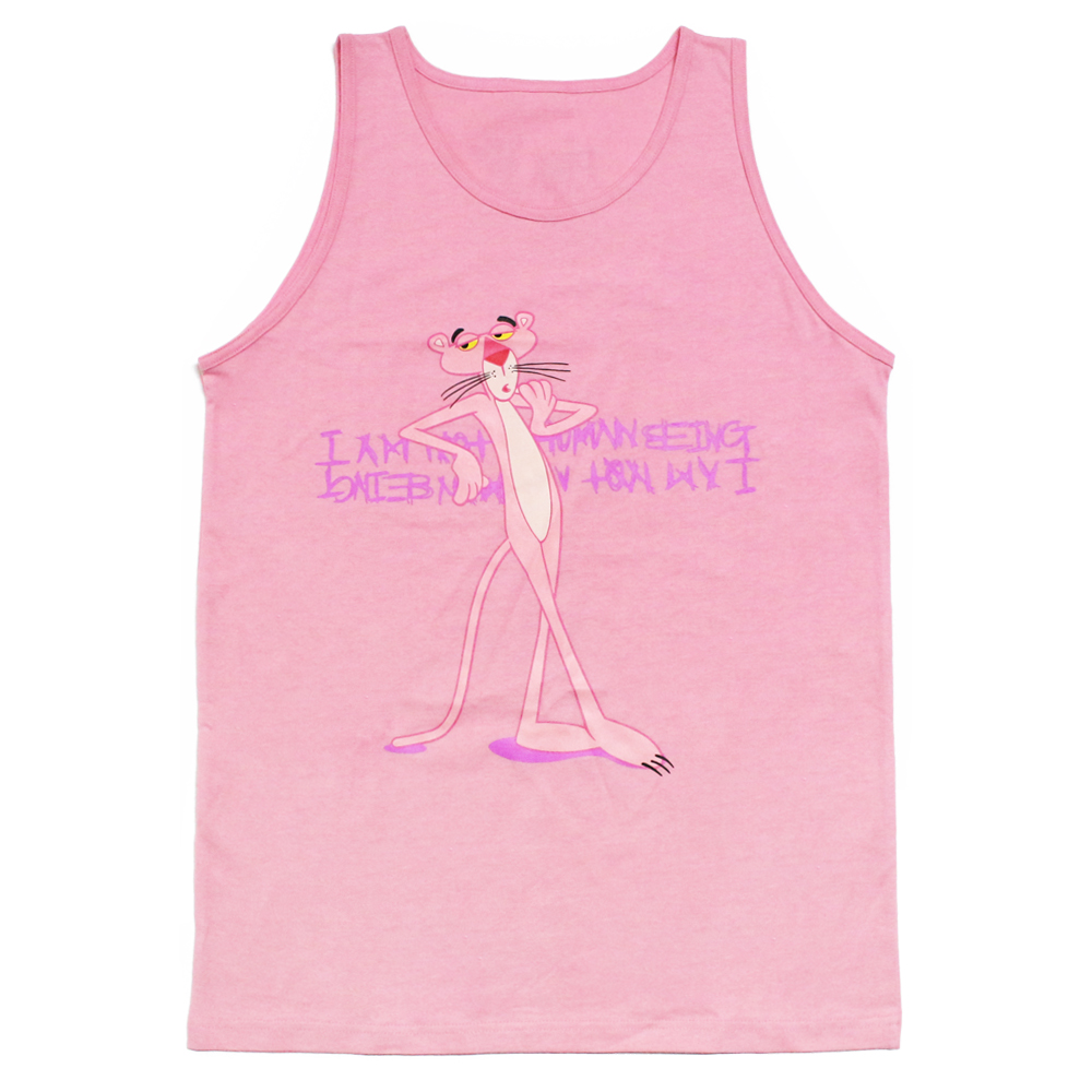 [PPXHB] Pink Panther Leaning Against Our Logo Tank Top - Pink