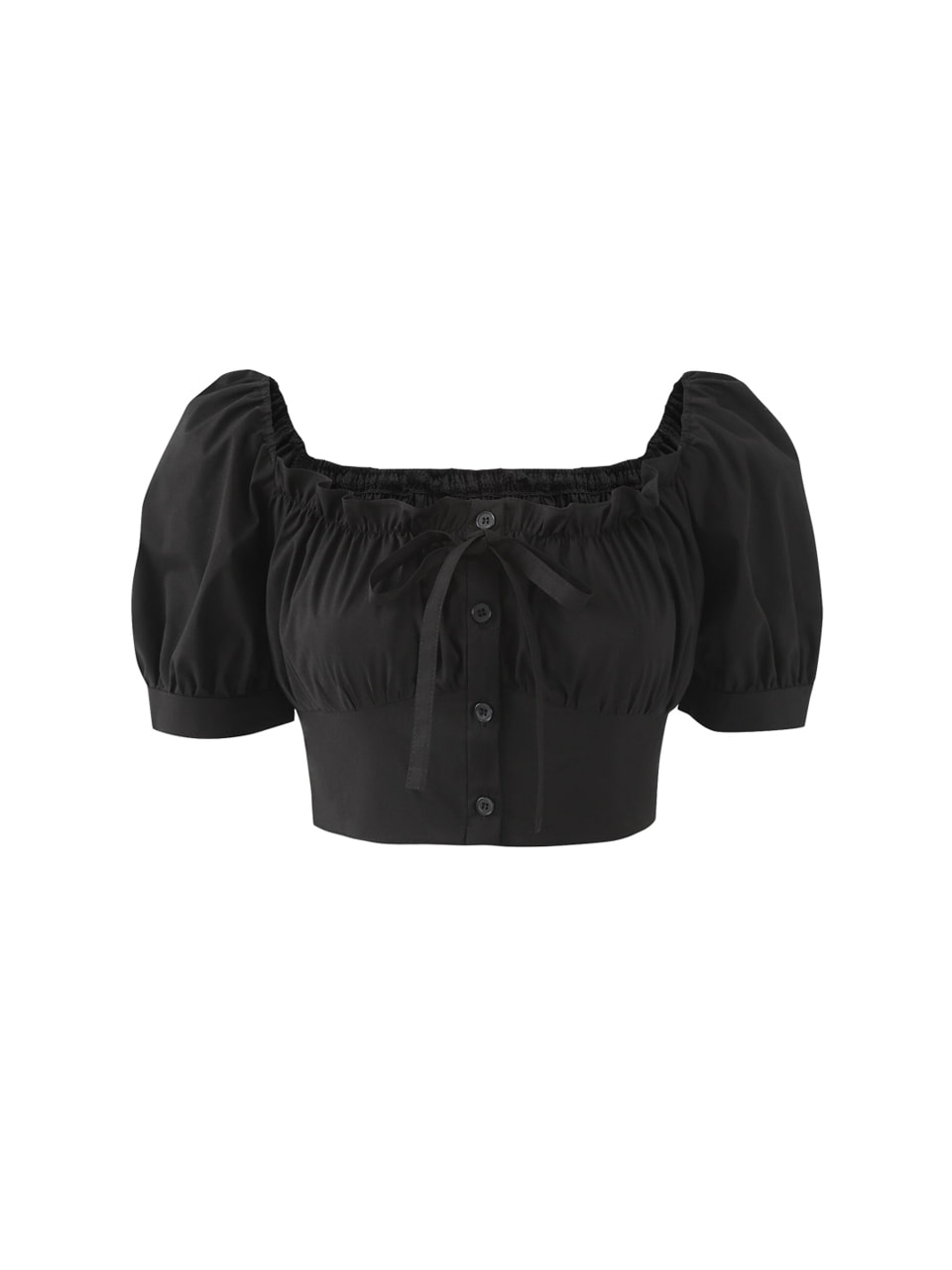 [장원영 착용] Square crop blouse (black)