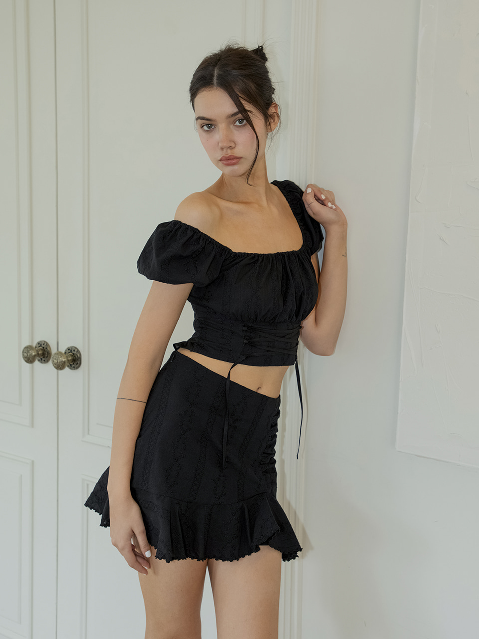 [7월 6일 예약배송] Rosie corset blouse (black)