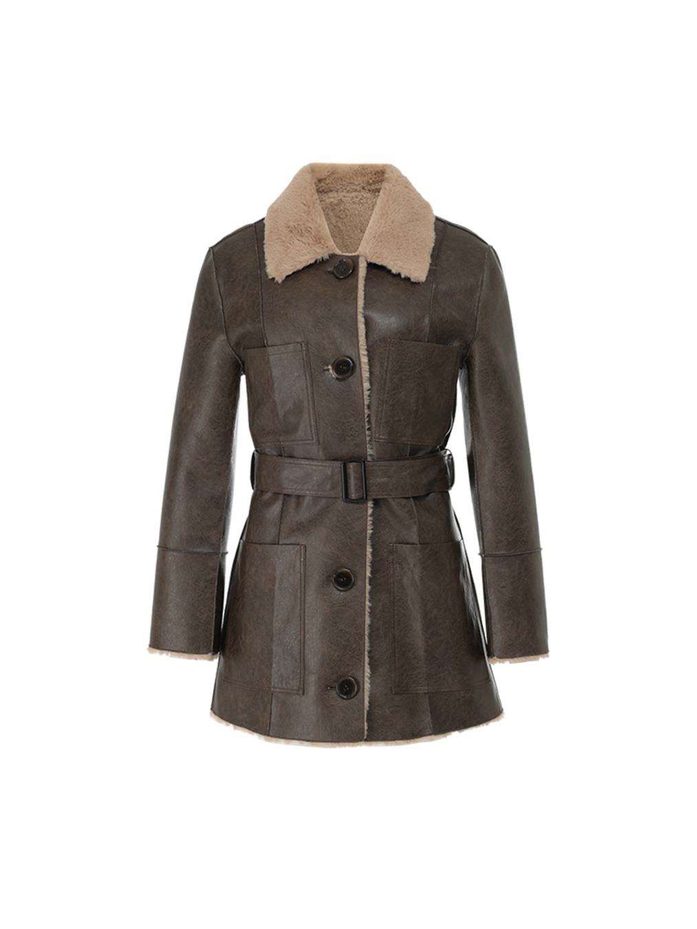 【NOT YOUR ROSE】送料関税込 Reversible leather mustang 13th Reorder]Short reversible leather mustang (Brown) - Not