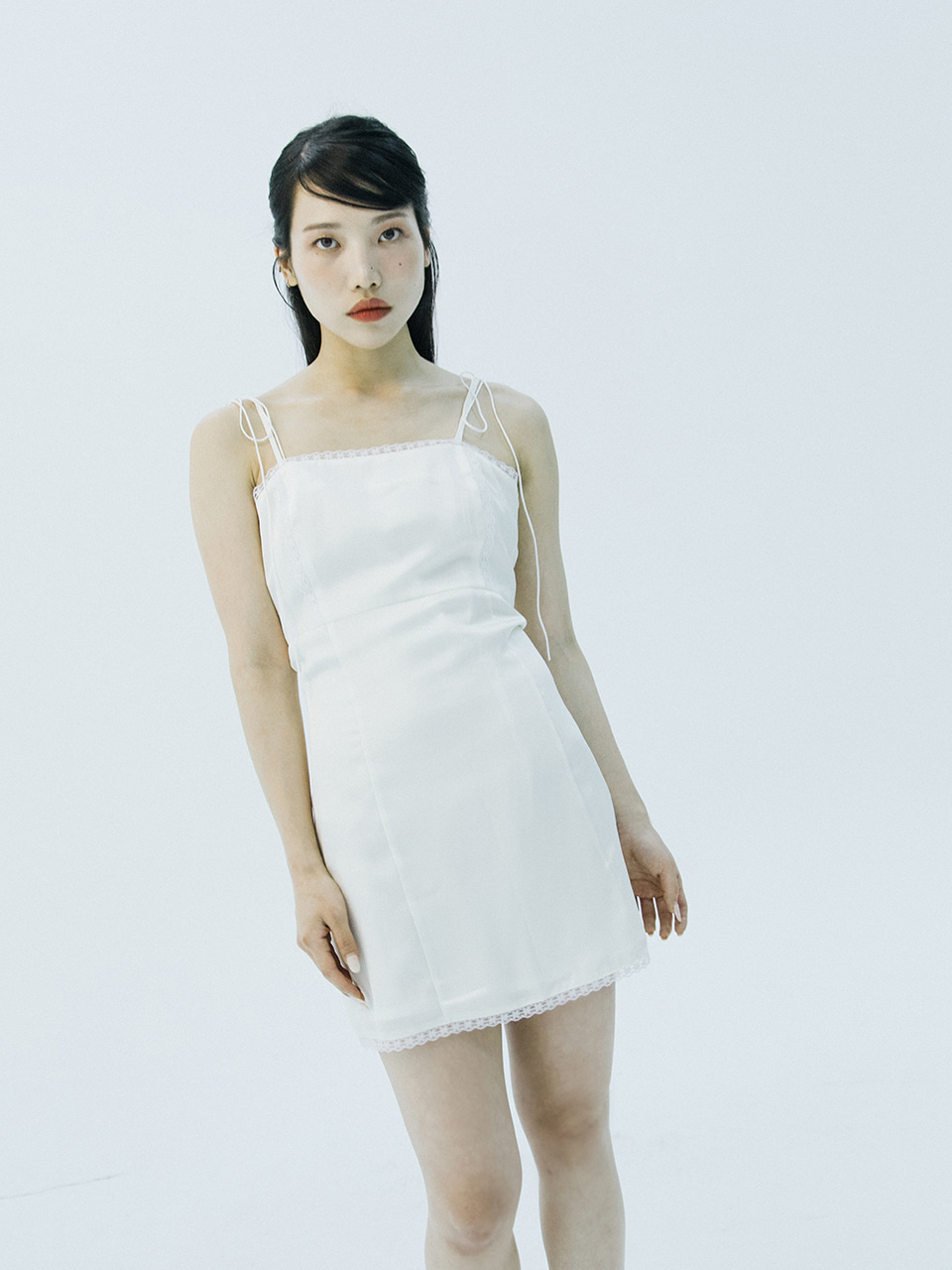 Lace slip dress (ivory)