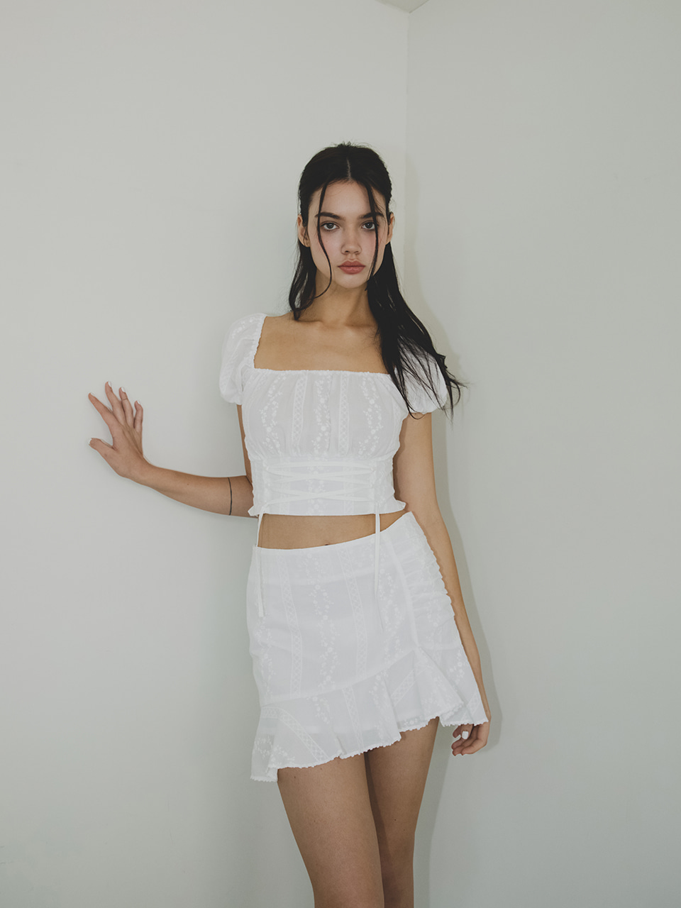 [8월18일 예약배송] Rosie corset blouse (white)