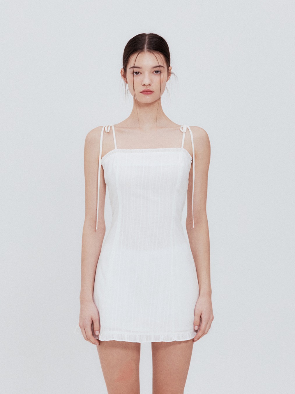 [S size 4/3 예약배송] Lace frill mini dress (Ivory)