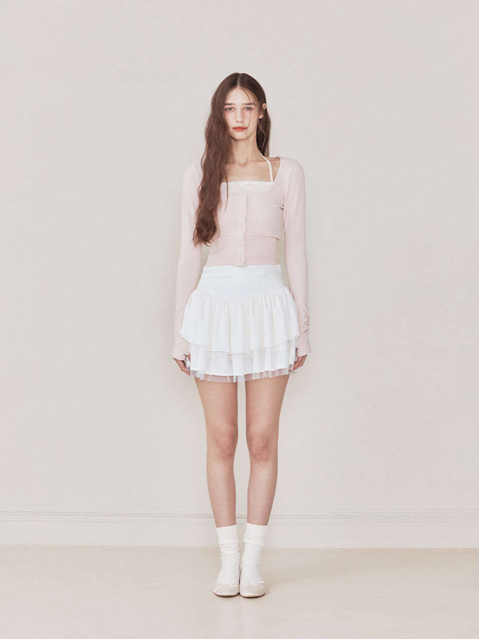 【韓国Not your rose ノットユアローズ】Sasha skirt 24th Reorder]Sasha skirt (Ivory) - Not your rose