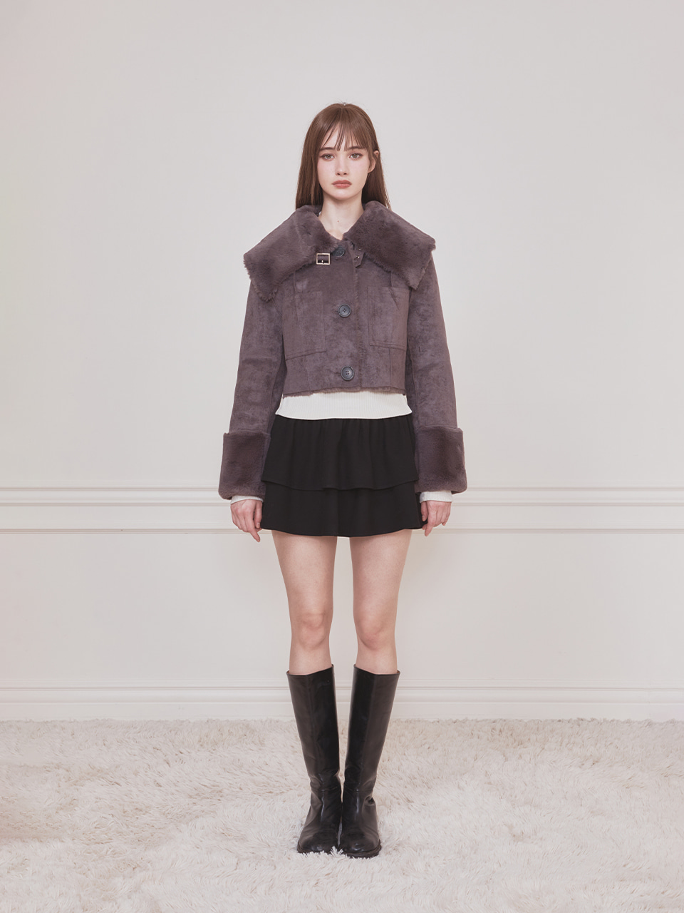 【NOT YOUR ROSE】送料関税込 Reversible leather mustang 18th Reorder][Jang wonyoung wears]Reversible sailor mustang
