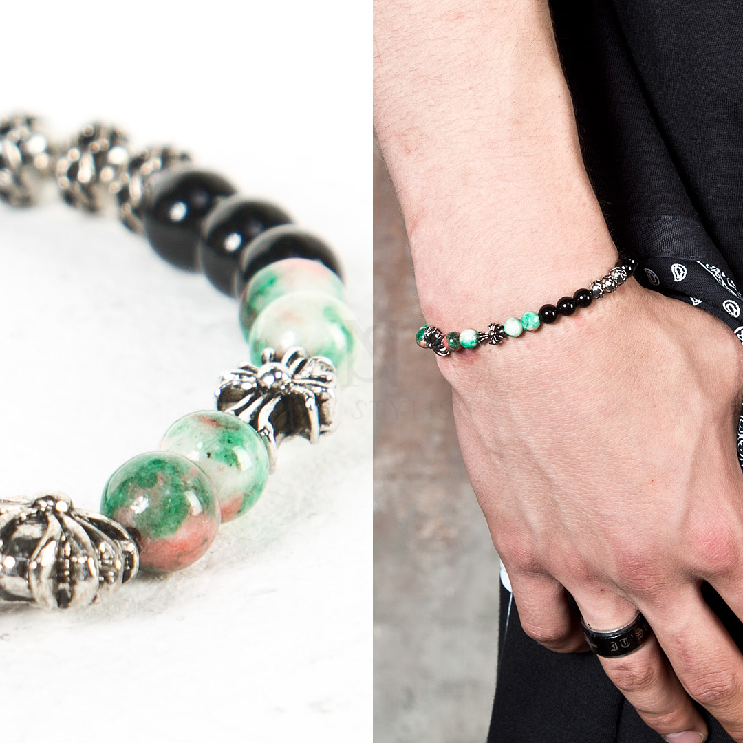Metal contrast multi-colored beads bracelet