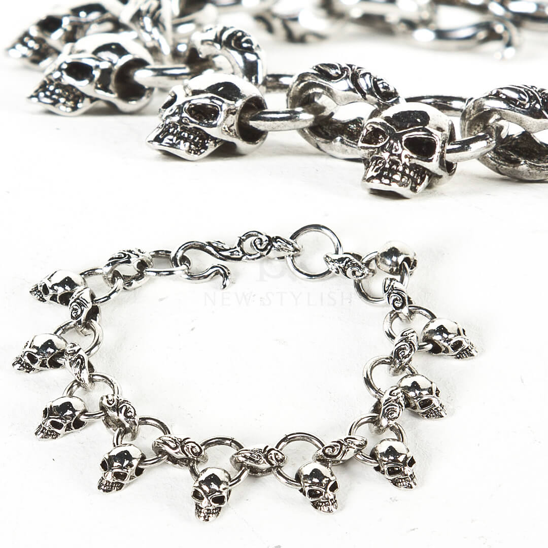 Multiple mini skull charm chain bracelet