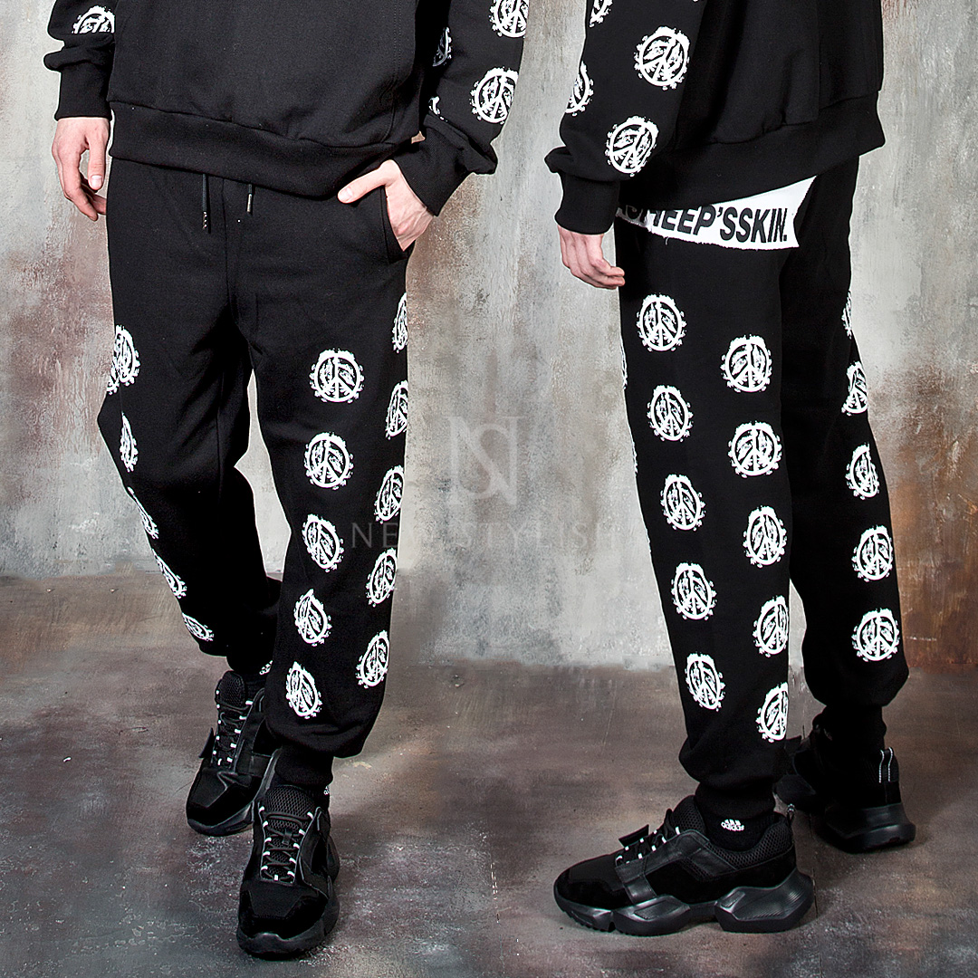 Multiple painted peace mark banded pants