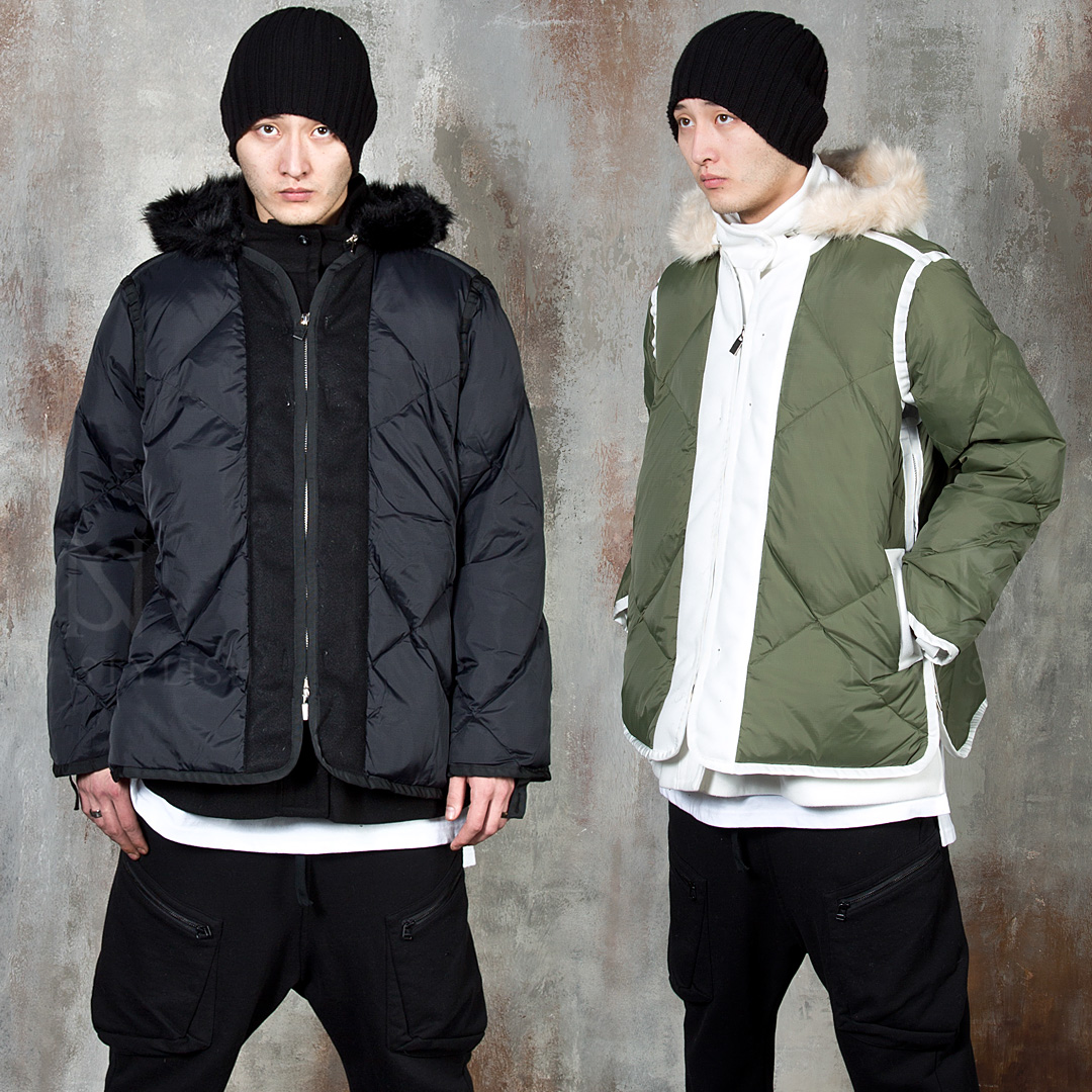 Double layered quilted duck down parka