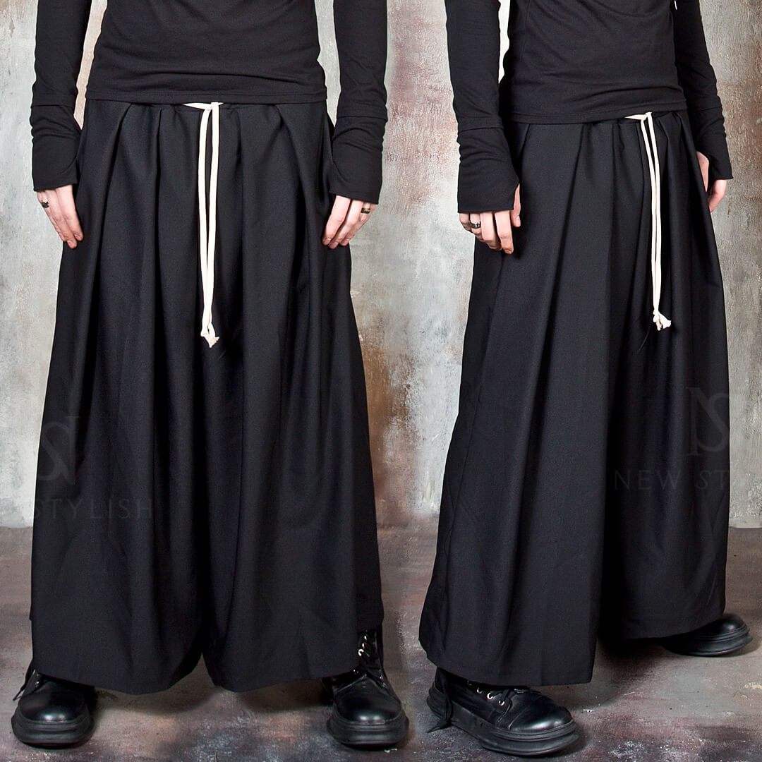 Oriental vibe wide skirt pants