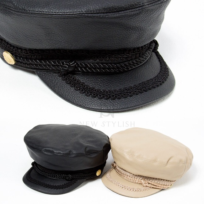 Rope strap leather marine cap