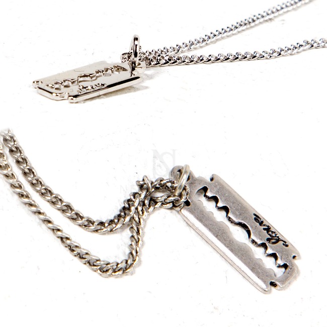 Razor blade charm chain necklace