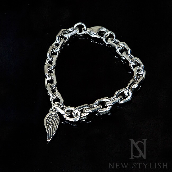 Angel wing charm metal chain bracelet