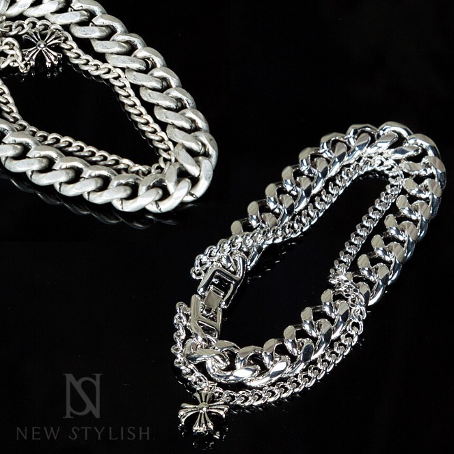 Celtic cross charm double chain bracelet