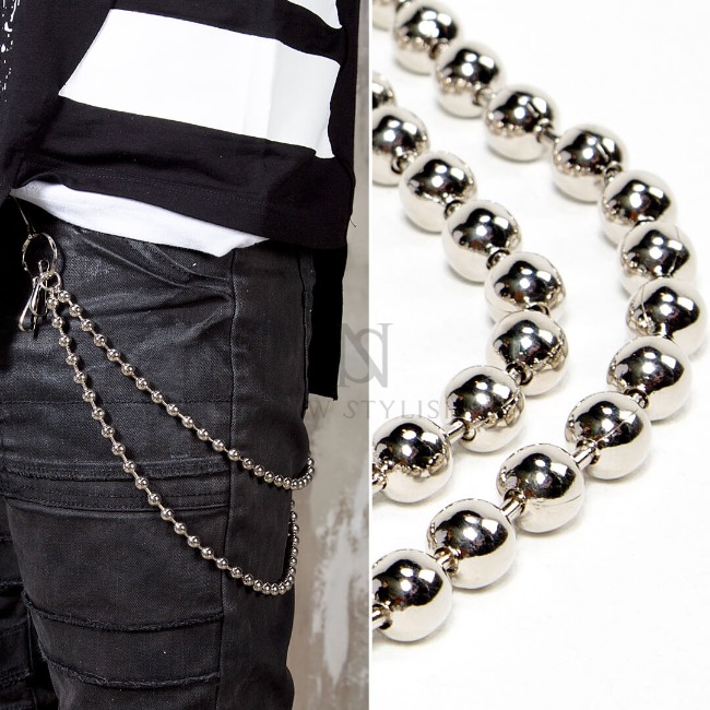 Double metal beads wallet chain