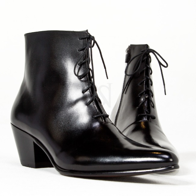 Plain black high heel ankle boots