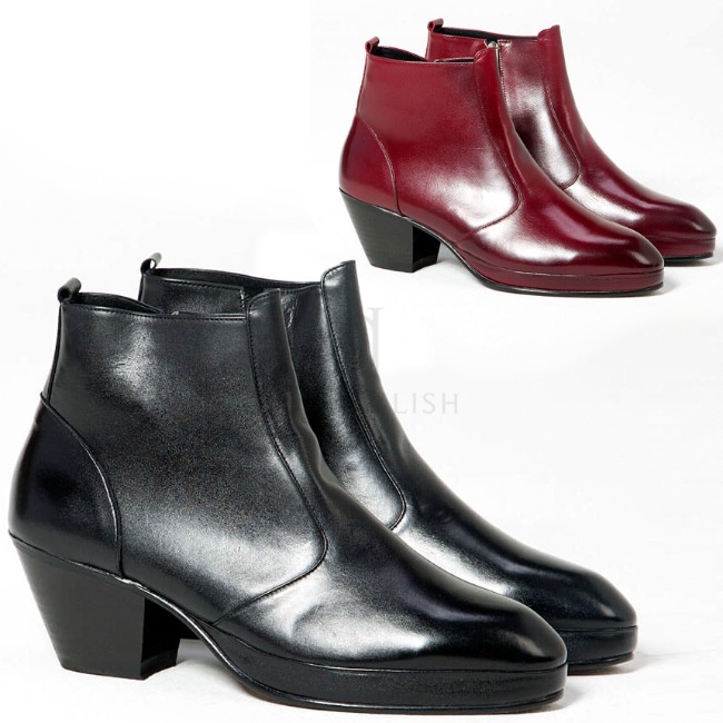 Simple leather high heel boots