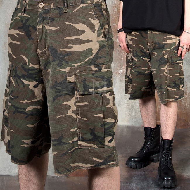 Ripstop camouflage cargo shorts