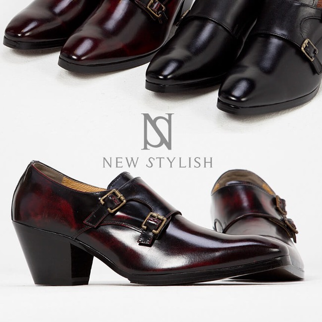 Double monk strap high heel shoes