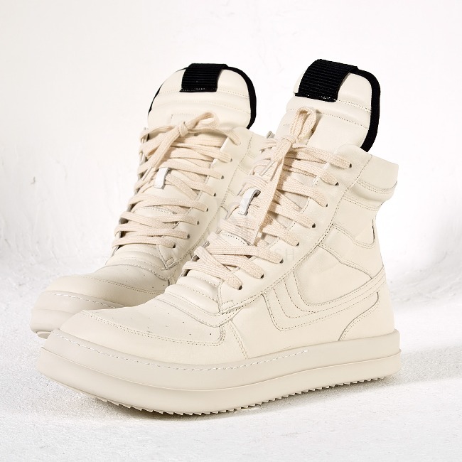 Contrast ivory high tongue high-top sneakers