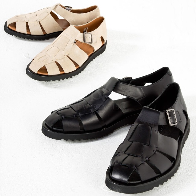 Buckled leather fisherman sandals