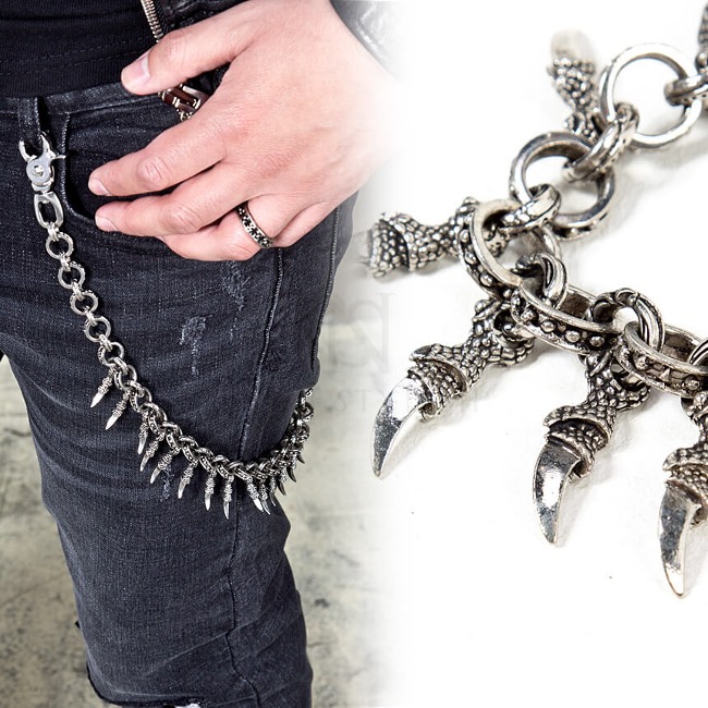 Multiple metal silver claw wallet chain