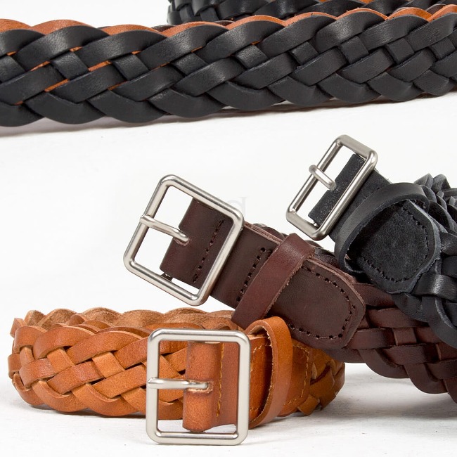 Braided cow leather belt