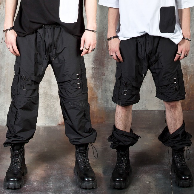 Shorts transformable techwear strap pants
