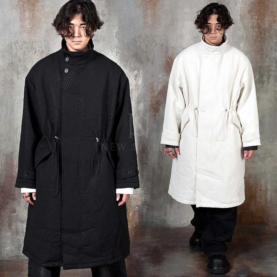 Fur lined oversized high-neck coat