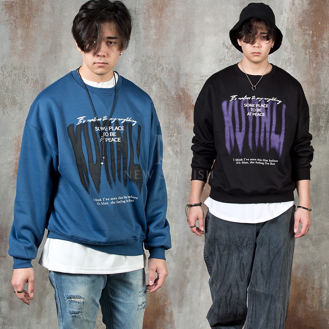 Contrast lettering accent sweatshirts