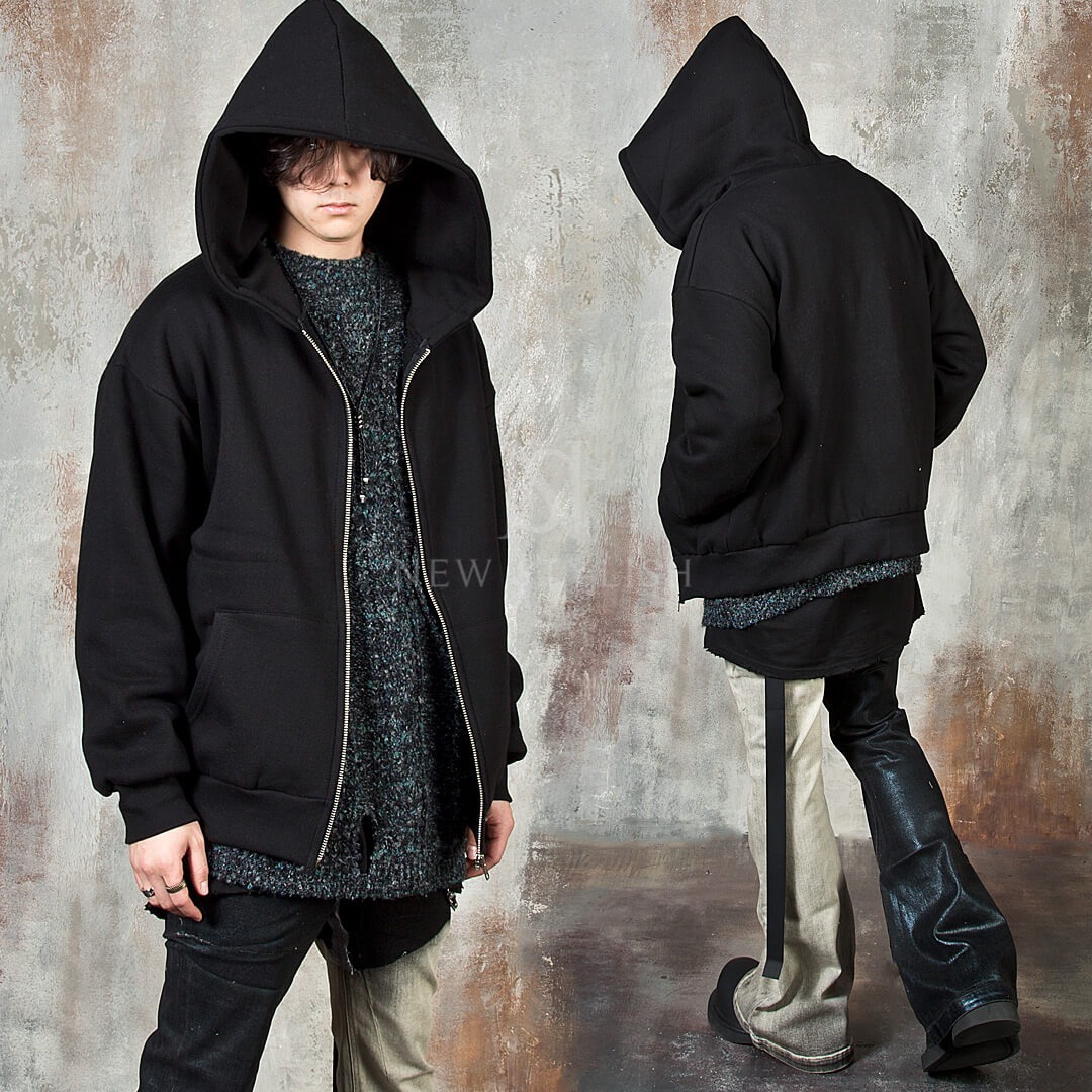 Extra large hood accent zip-up hoodie