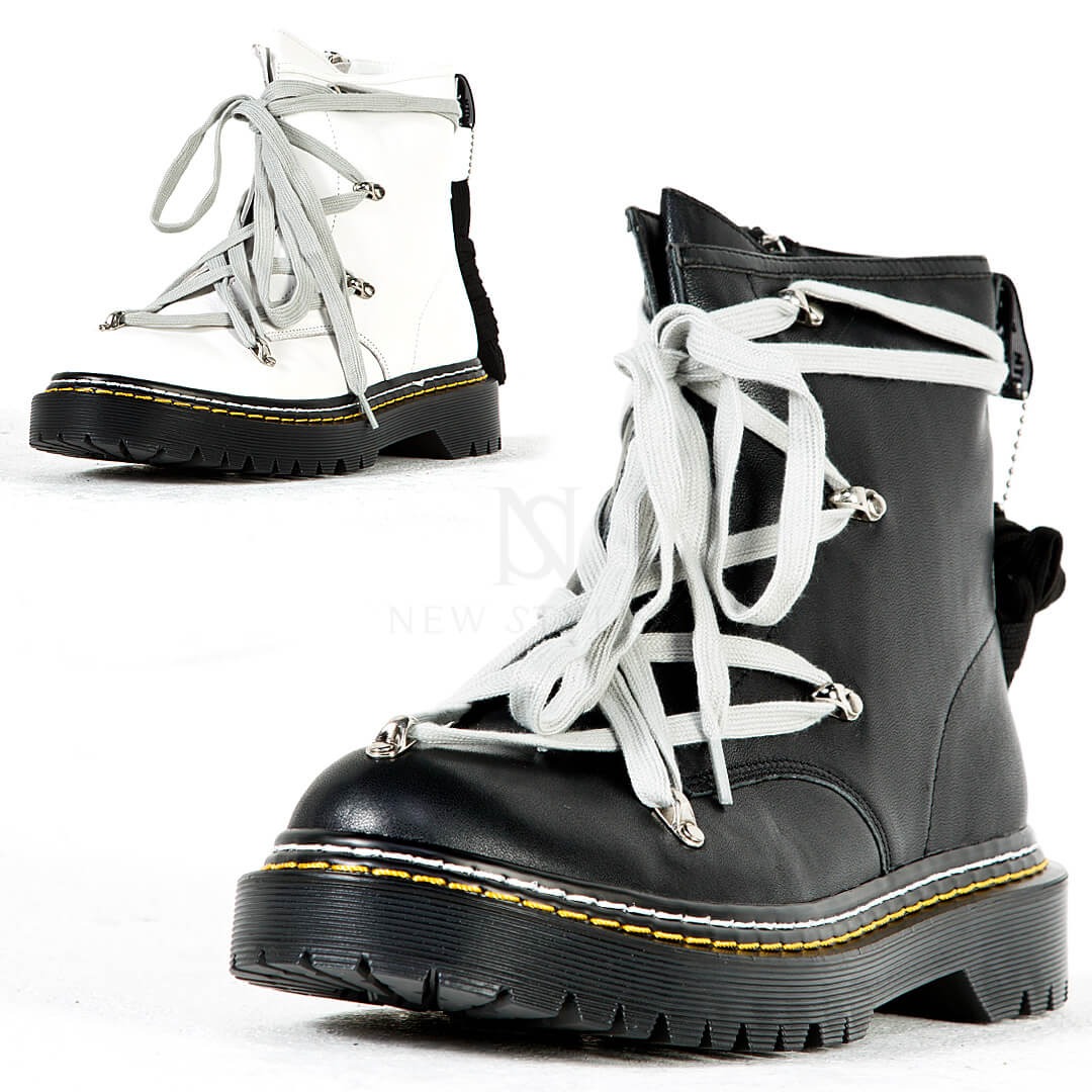 Contrast Over-Stitch Extra Long Zig-Zag Lace Boots