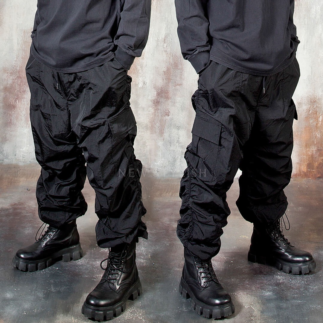 Side Shirring Accent Baggy Cargo Pants: