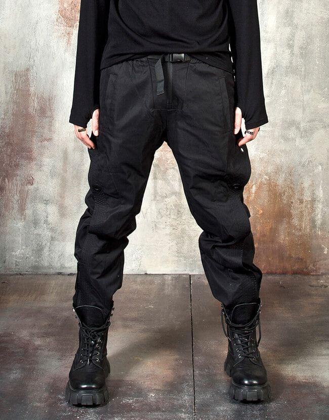 Eyelet Cover Layered Techwear Buckle Baggy Pants