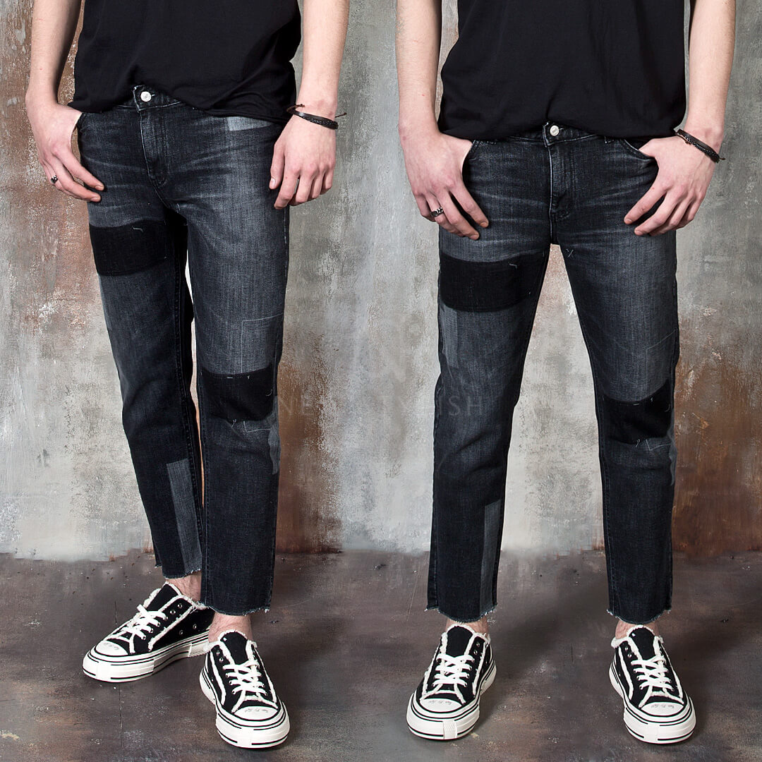 Contrast accent washed black slim jeans