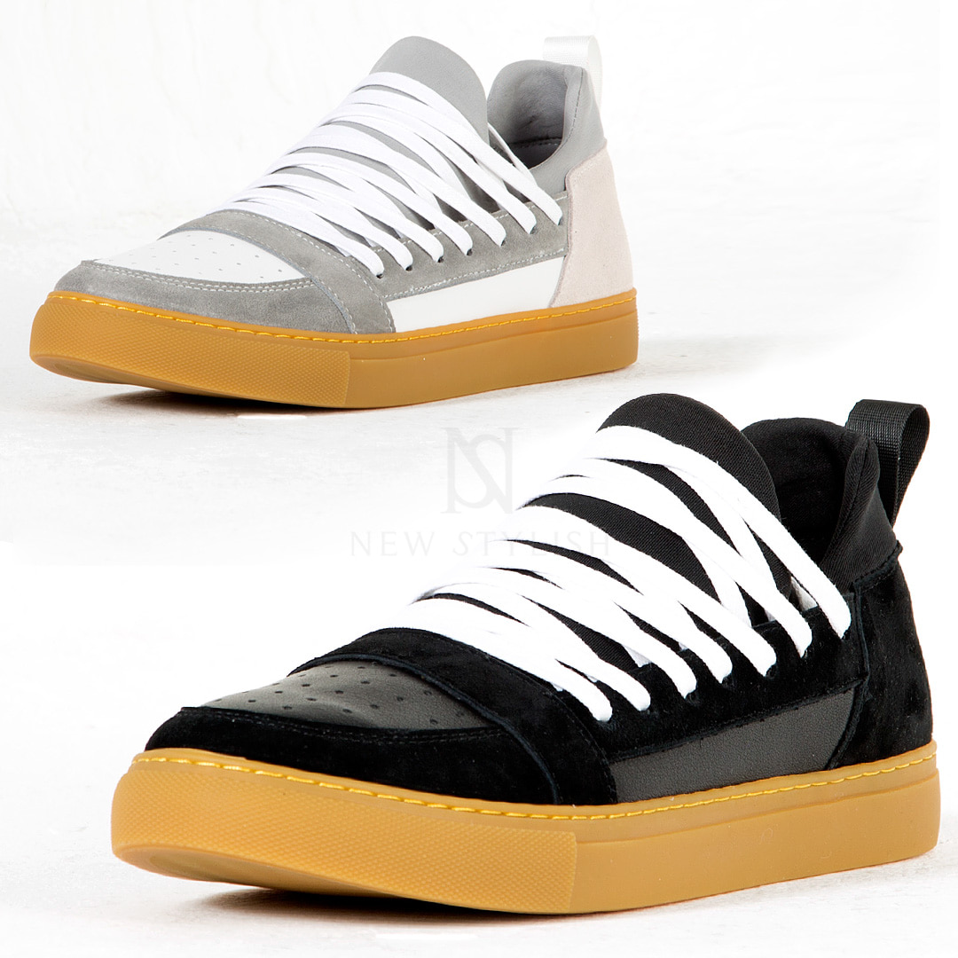 Overlaced contrast low top sneakers