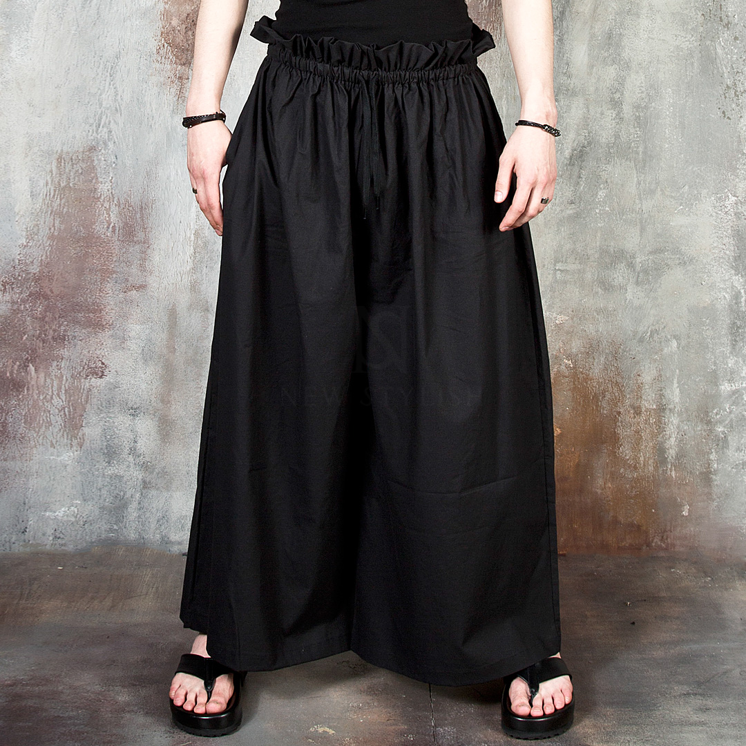 Samurai vibe wrinkled waist super-wide pants