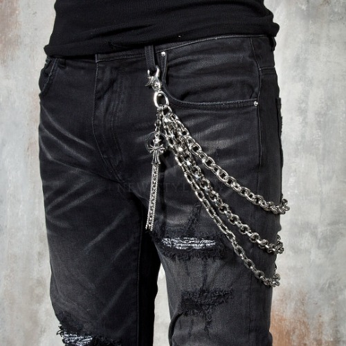 Cross charm 3 line metal pants chain