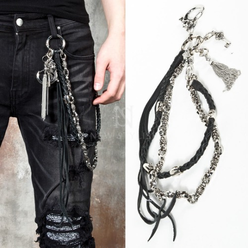 Unique multiple strap and charm pants chain