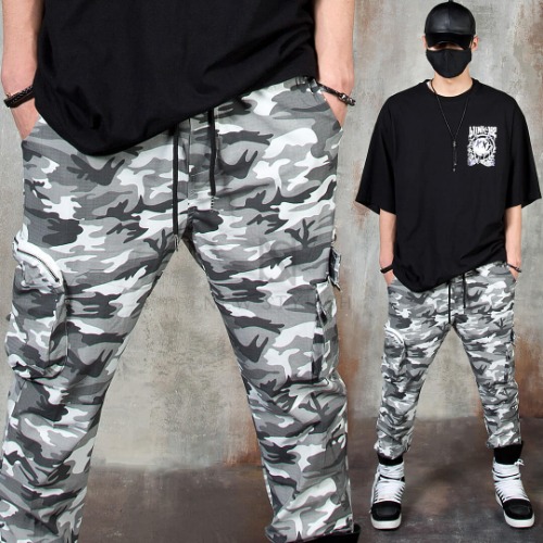 Camouflage zipper cargo pocket pants
