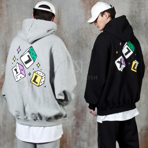 Colorful dice-printed oversized hoodie