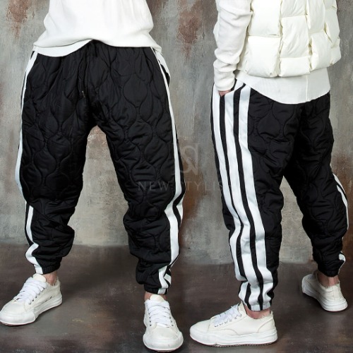 Quilted and padded three-line jogger pants