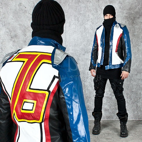 76 back numbering accent unique leather jacket